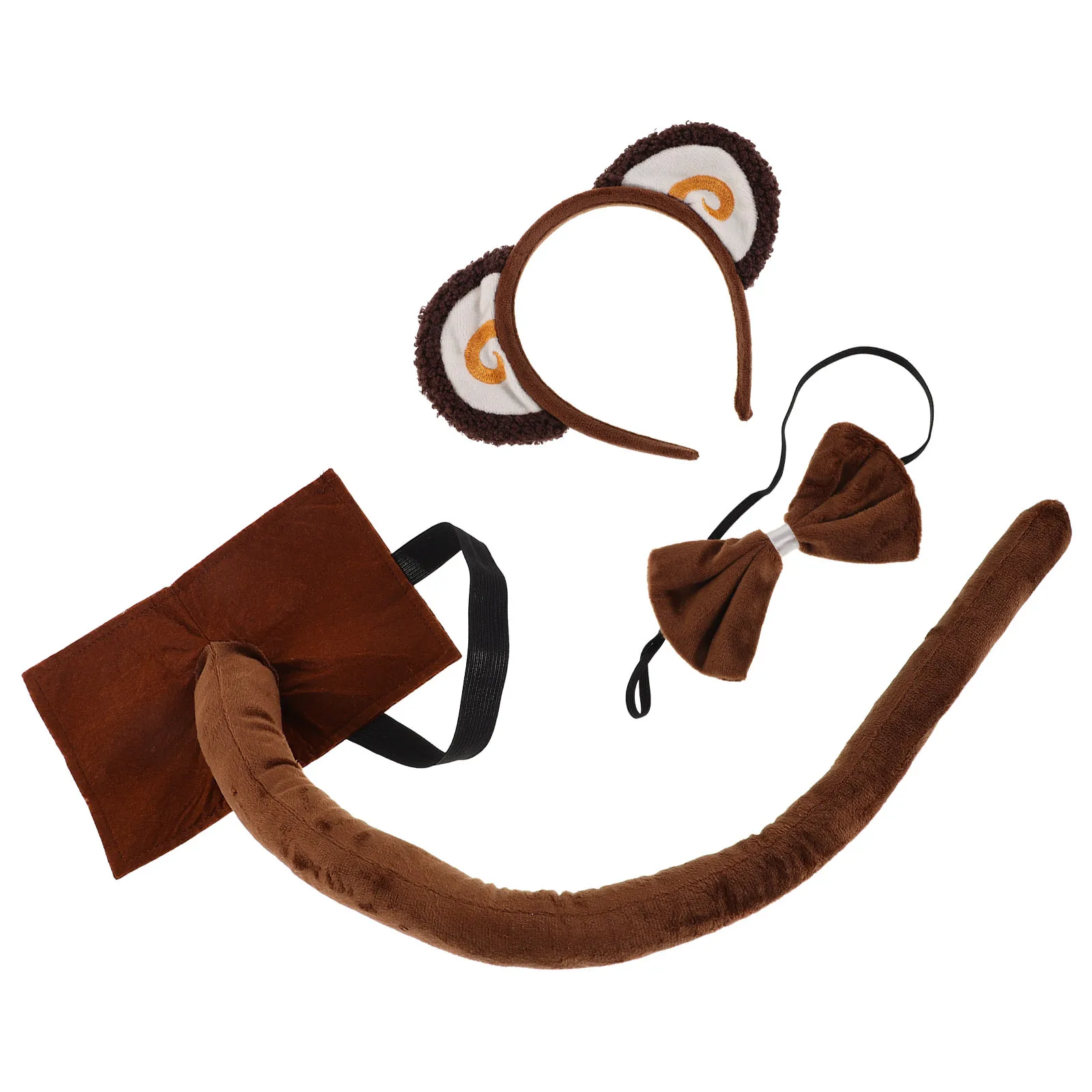 1 مجموعة القرد زي الاكسسوارات آذان الحيوان الذيل ربطة القوس فيونكة مريحة الغابة حزب تأثيري اللباس كيت اللباس #1