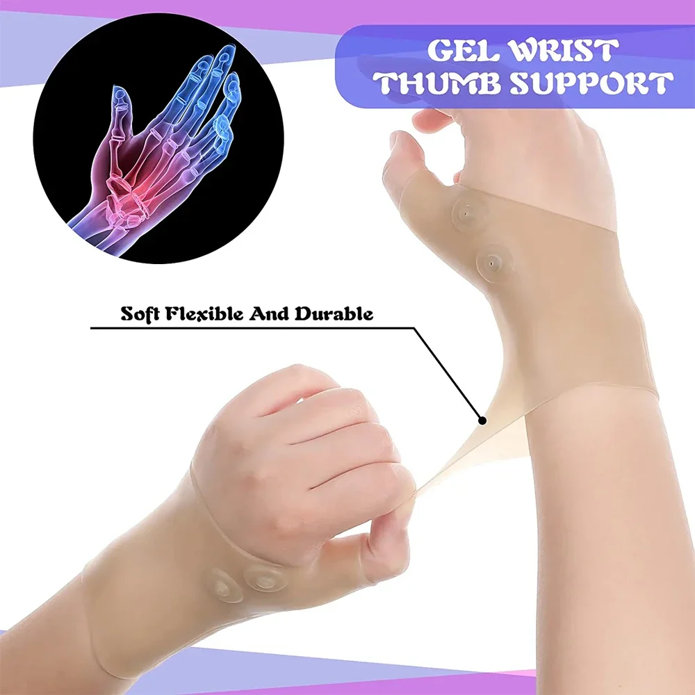 4Pieces Gel Wrist Thumb Braces Wrist Hand Thumb Gloves Waterproof Wrist Sleeve Hard Thumb Arthritis Brace for Typing Pain Relief