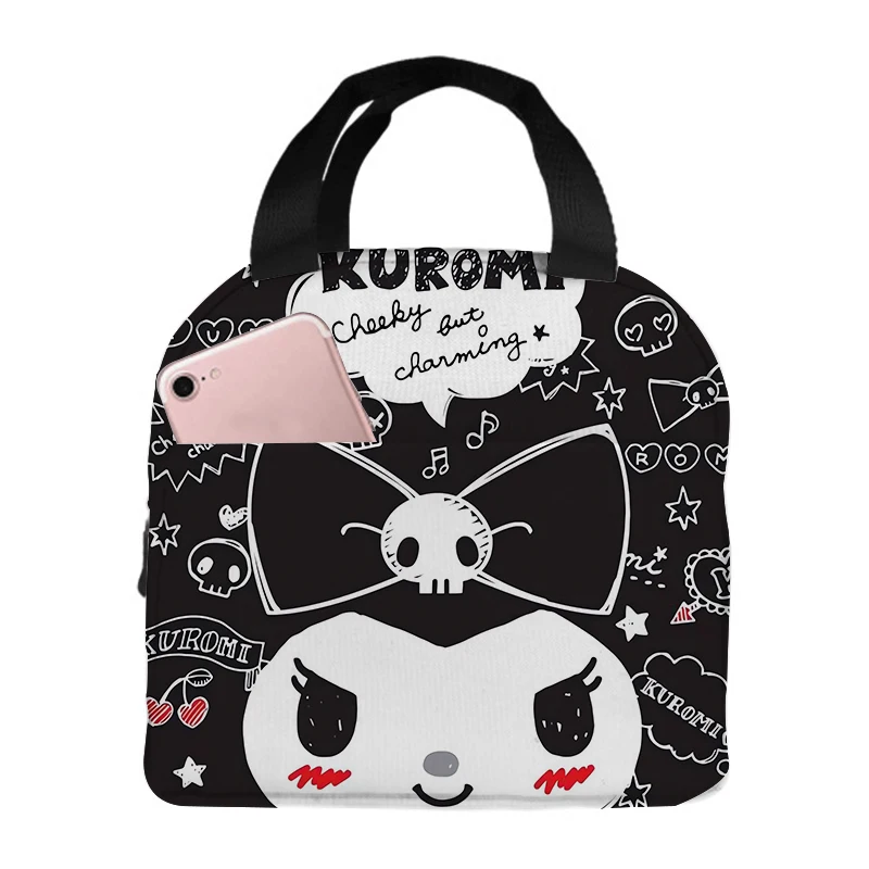 Sanrio-fiambrera portátil con dibujos animados Kuromi, bolsa aislante de papel de aluminio engrosado, ideal para regalo, novedad