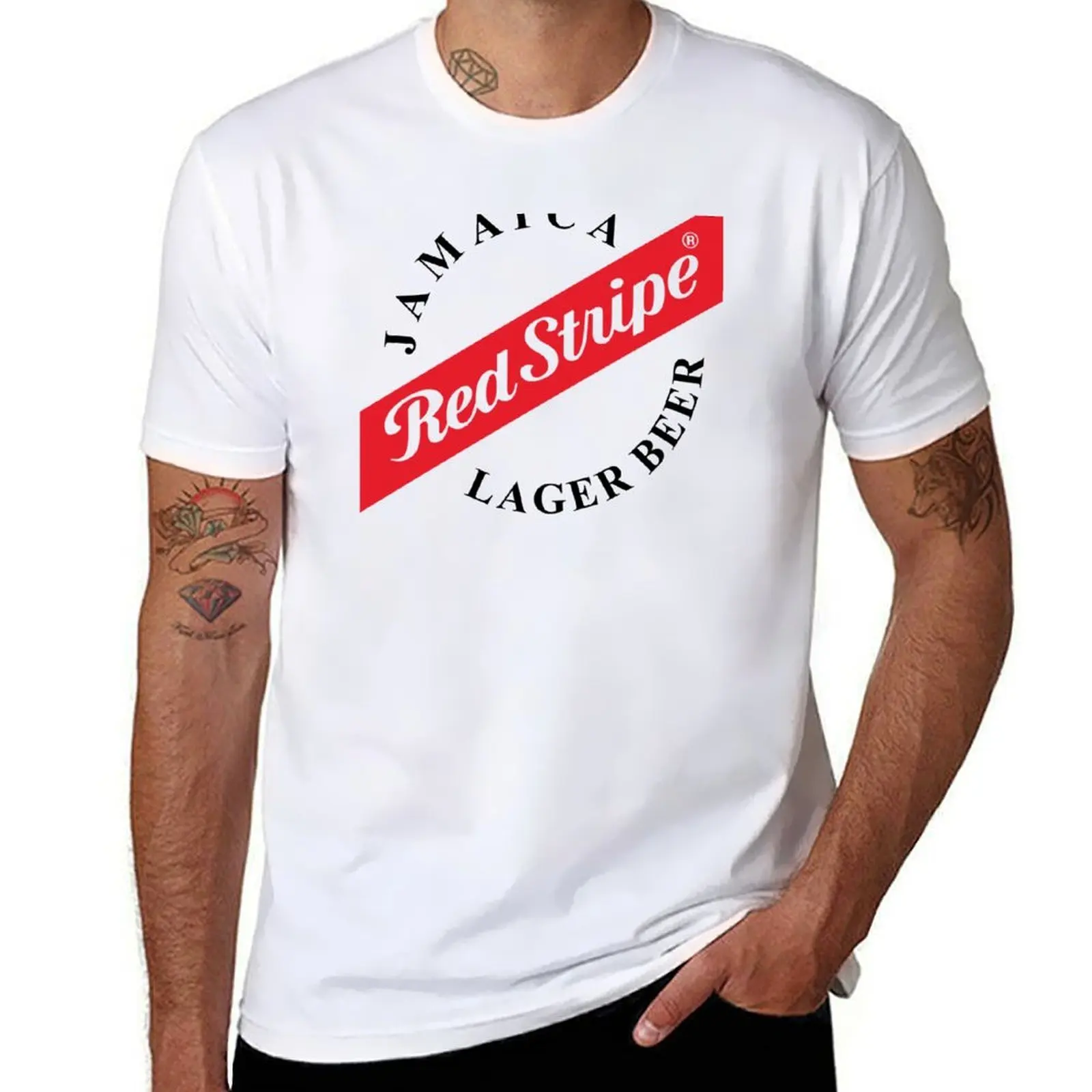 

Футболка, роскошные хлопковые рубашки, рубашка в полоску, мужская футболка, 100% красная, мужская, ямайка, хлопковая мужская