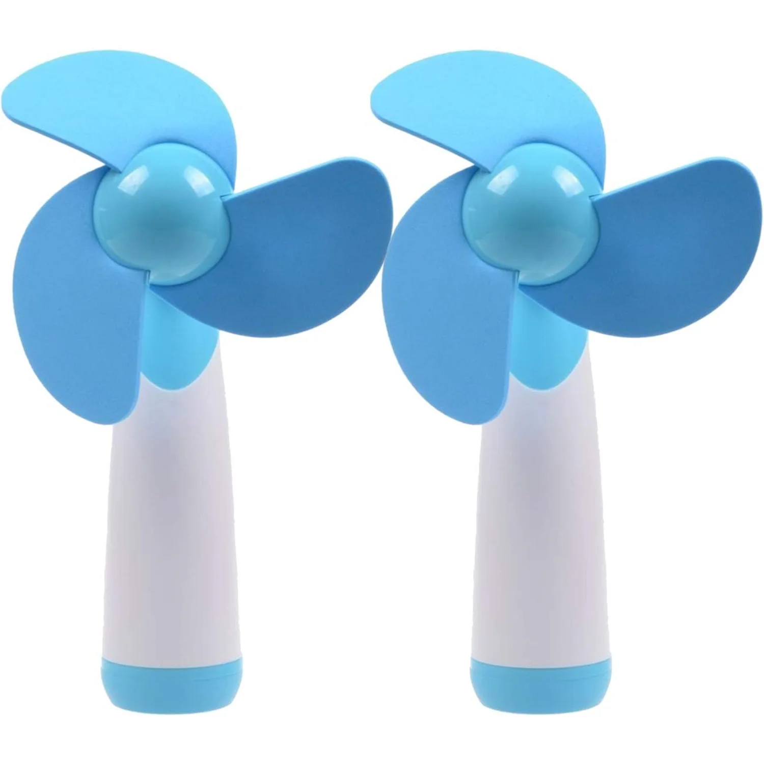 Mini Handheld Fan Personal Fan Battery Soft Foam Blades Powered for  and Travel 2PC Blue (2)