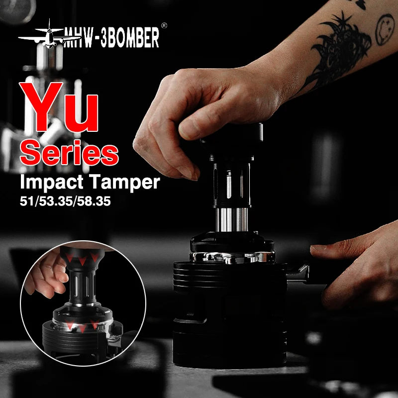 

MHW-3BOMBER Yu Impact Tamper 51/53/58mm 4-Spring Loaded Espresso Coffee Tamper,Constant Pressure Professional Barista Tool