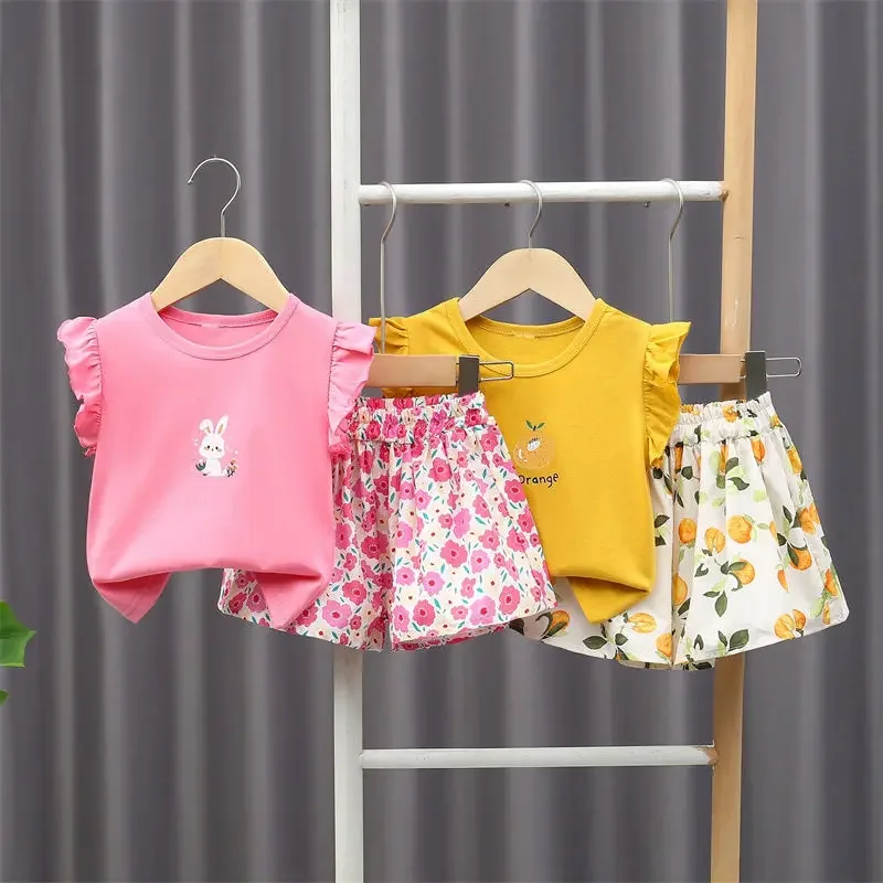 

New Summer Fashion Baby Clothes Suit Children Girls T-Shirt Shorts 2Pcs/Sets Kids Clothing Set Infant Costume Toddler Tracksuits