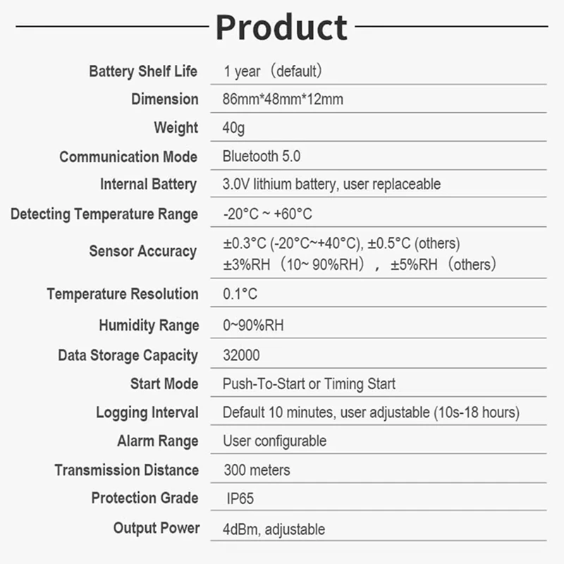 Y43A-BT06 Mini Humidity Temperature Data Logger Digital 32000 Point Internal Sensor Long Distance Bluetooth Recorder