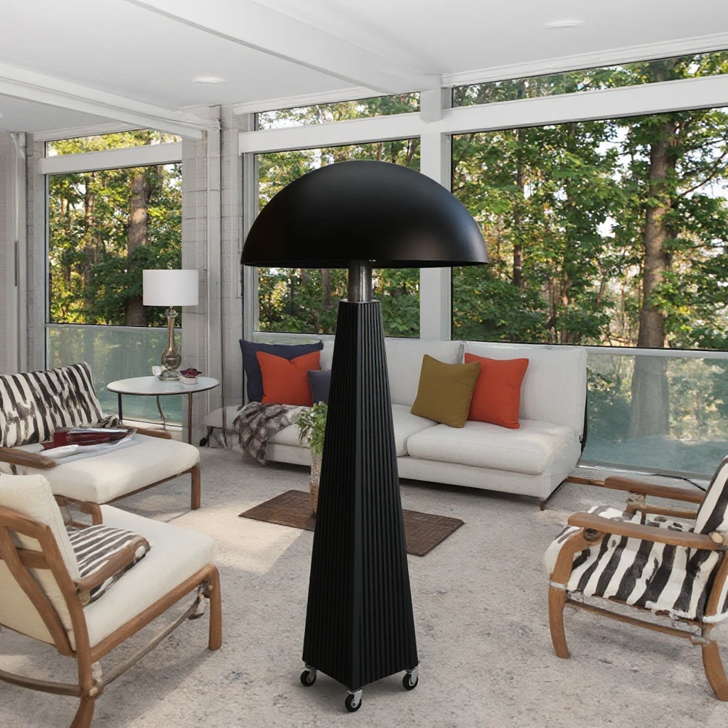 Outdoor Heater Infrared Patio Heater RGB Remote Control Outdoor PE Shell Gas Heater 16 Color Changing