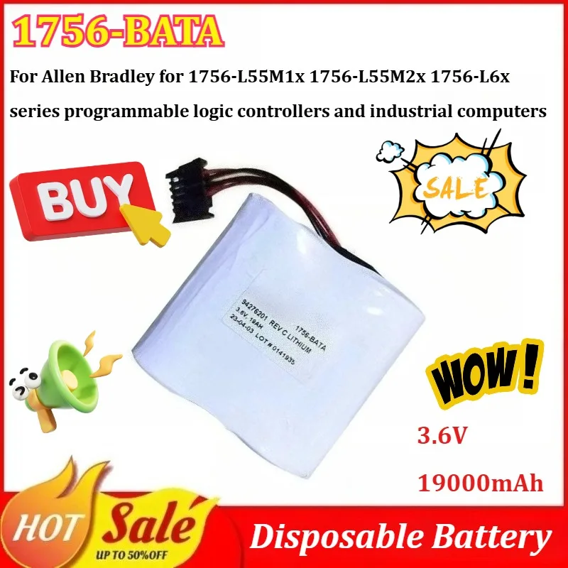 

1756-BATA 3.6V Disposable Battery for Allen Bradley for 1756-L55M1x 1756-L55M2x 1756-L6x Series Programmable Logic Controllers