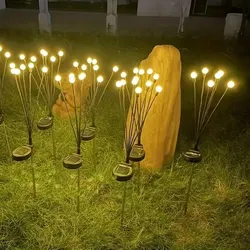 10 Lights Solar Lawn Lamp Garden Lamp, LED Wind-driven FireflyGround Plug Lamp, Garden Ramadan Decoration Festival Lamp