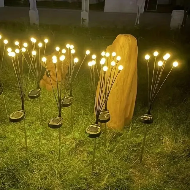 10-punktowa lampa ogrodowa na energię słoneczną, lampa ogrodowa LED z napędem wiatru FireflyGround Plug Lamp, dekoracja ogrodowa Ramadan Lampa festiwalowa
