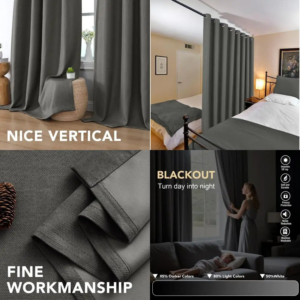 

Очень широкие затемняющие шторы для спальни/гостиной, льняные затемняющие панели для комнаты 100x96, примитивная текстурированная ткань, Хизер Ча