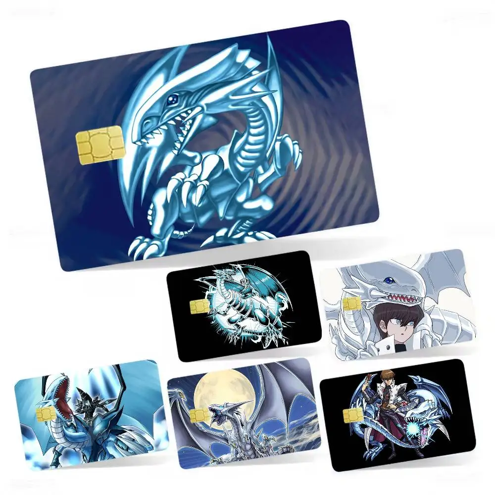 Magician Blue Eyes White Dragon YUGIOH 4pcs 1Set Laser Holographic Sticker Skin Cover for Credit Bank Debit Card