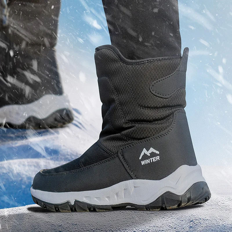 Winter Boots For Men Women Plush Keep Warm Snow Boots Outdoors Hiking Boots Cotton Shoes Wear-resisting Non-slip  mens shoes