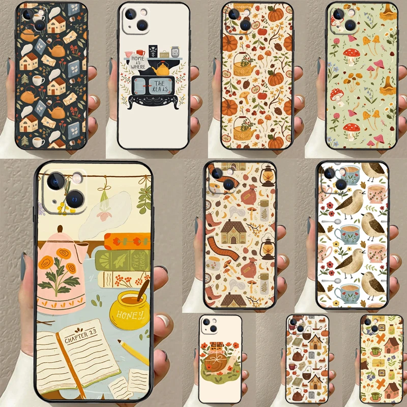 Cozy Autumn Cottage Case For iPhone 16 15 14 13 11 12 Pro Max XS X XR Plus Back Cover For iPhone 16 15 14 12 13 Mini