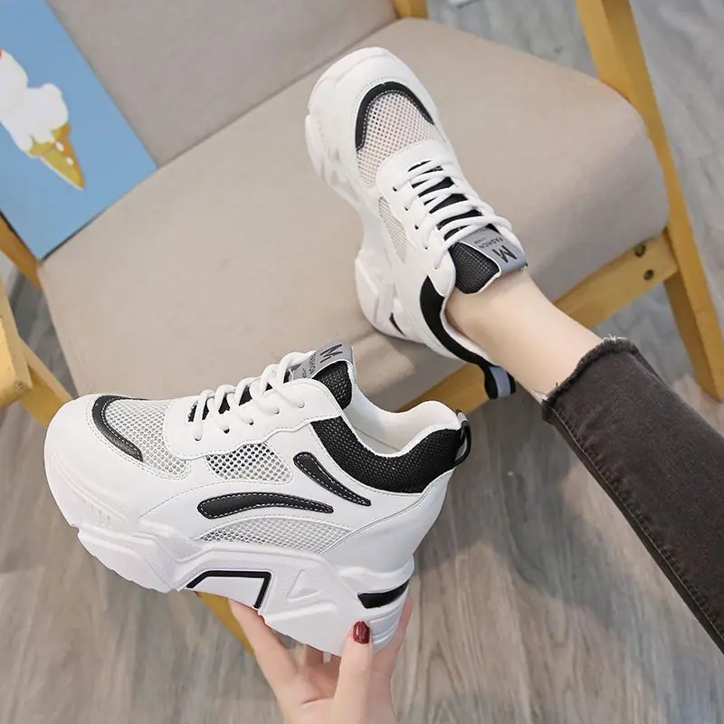 Women Sneakers Mesh Breathable Platform Wedge Heels Shoes Summer Sports Flats Shoes Zapatillas Deportivas Mujer