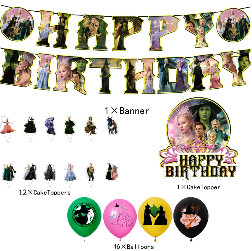 Witch magic Theme Birthday Party Decorations cake topper balloons banner Backdrop spiral for Girls Baby Shower Supply