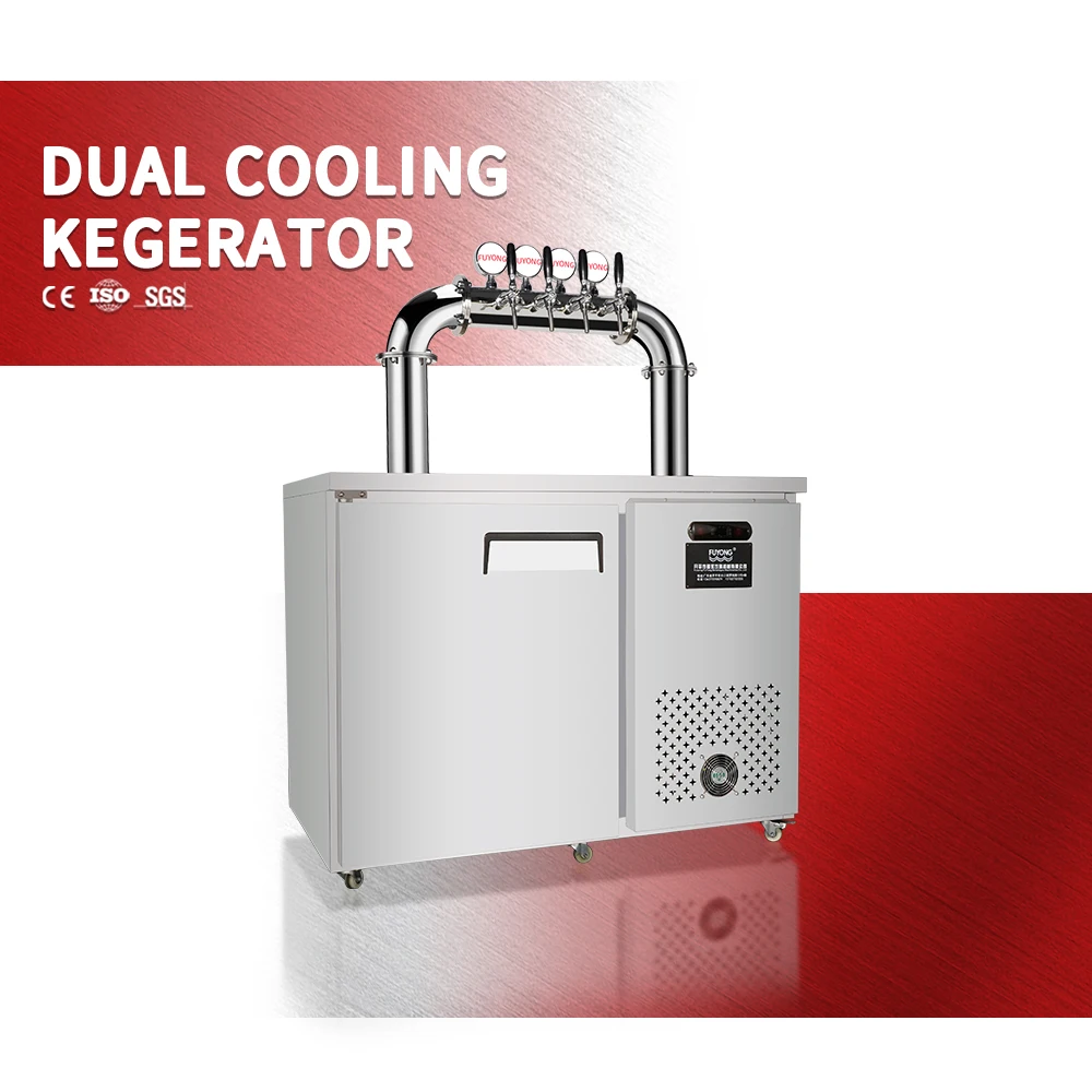 Stainless Steel Dual Cooling Draft Beer Machine Cocktail Party Kegerator Dispenser for Beer & Drinks