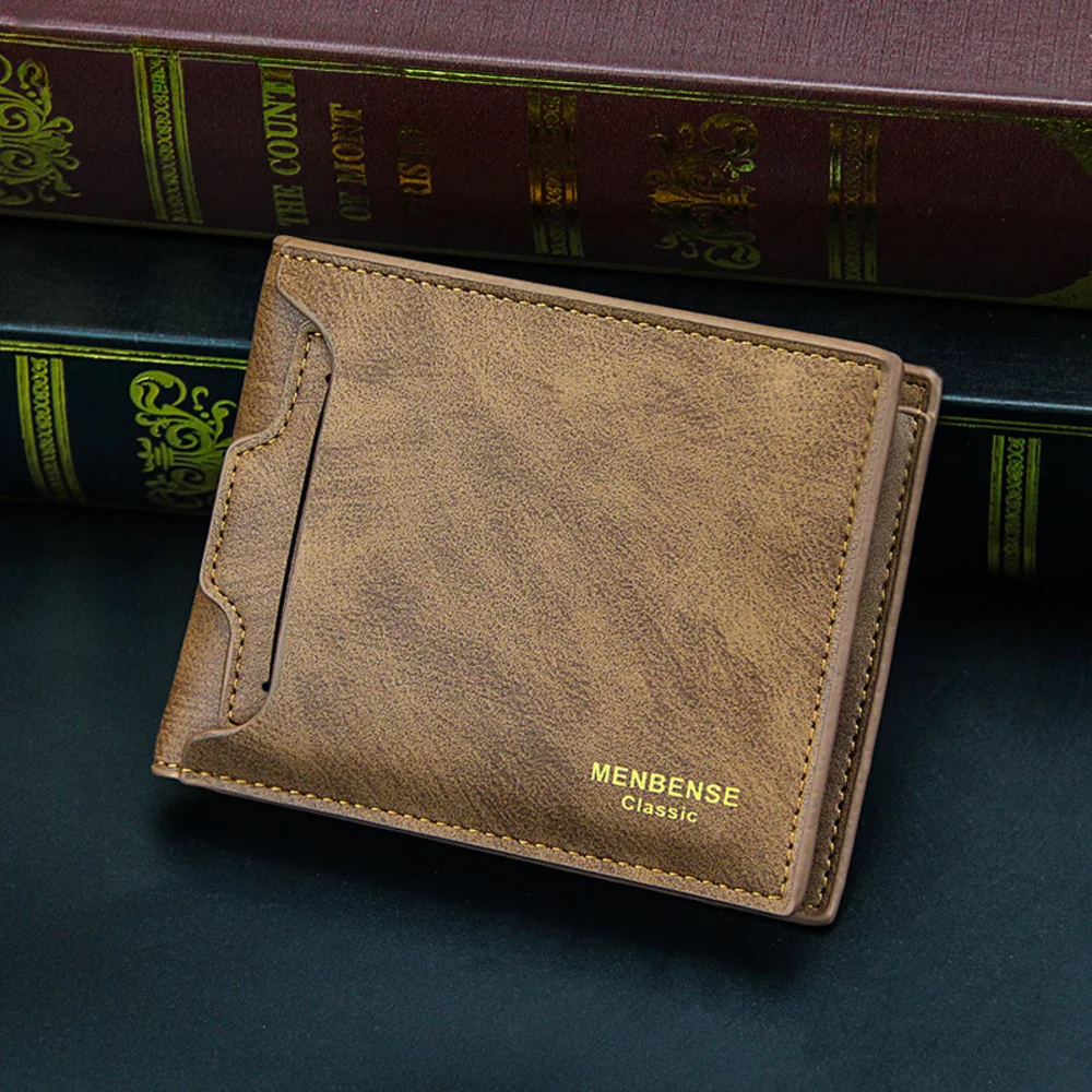 

New Men's Wallet Business ID Card Holders Purse Retro Leather Card Wallets Short Bifold Wallet for Men Slim Purses Male Wallet