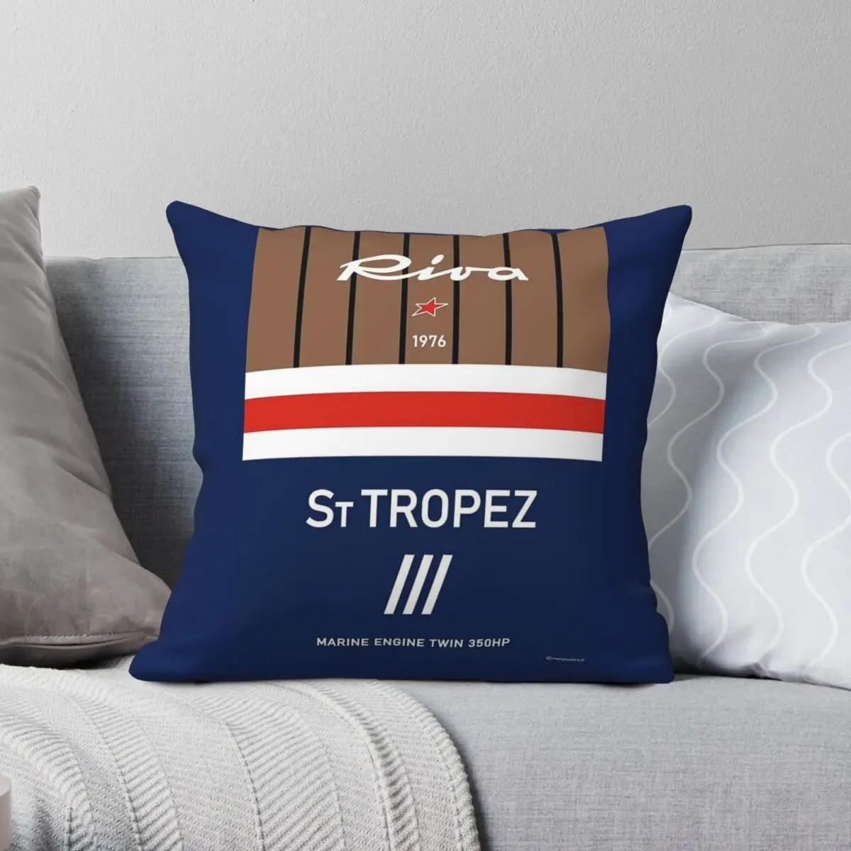 Saint Tropez Riva Aquarama Italia funda de almohada cuadrada poliéster lino terciopelo patrón cremallera decoración funda de almohada funda de cojín de coche