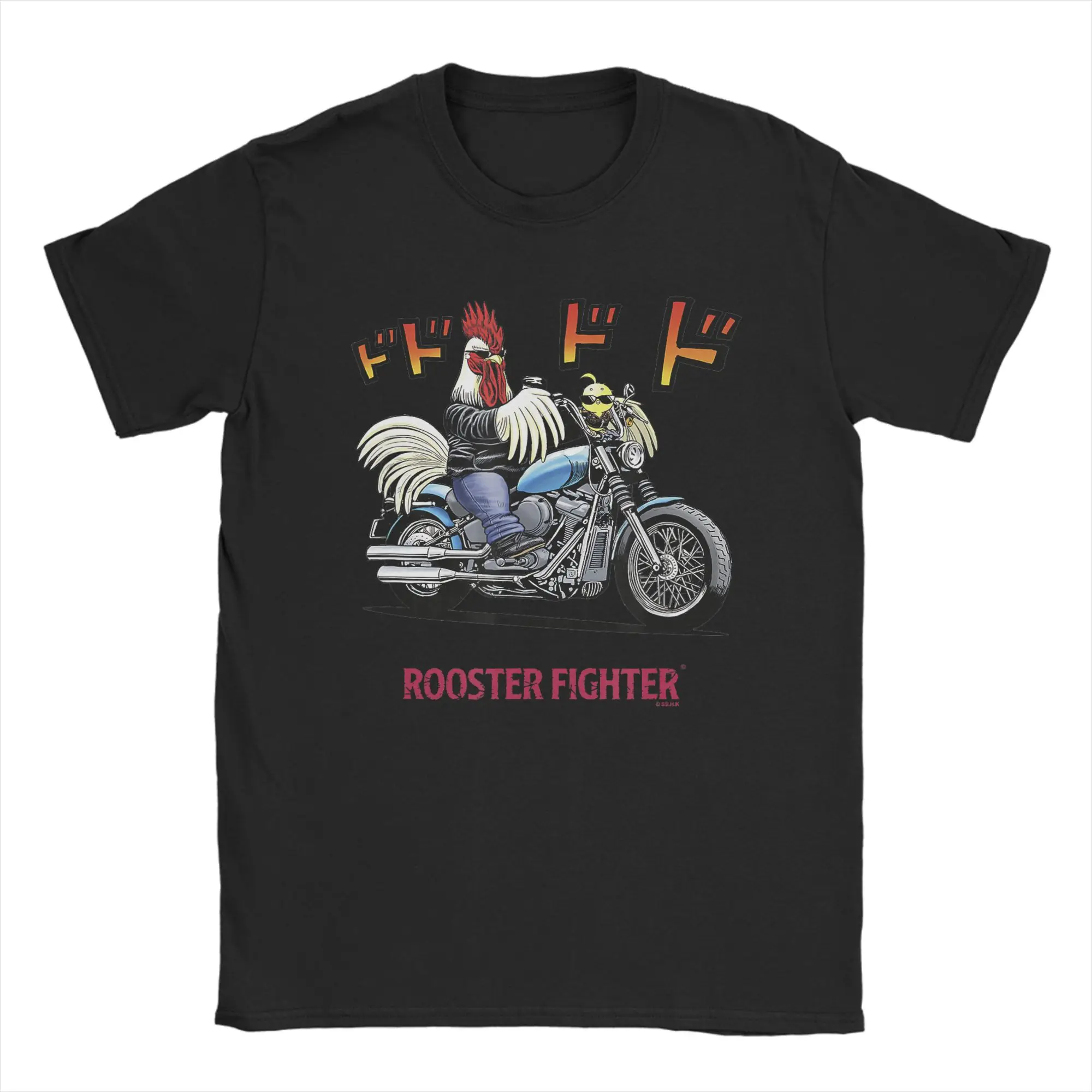 Rooster Fighter Keiji Kanji Motorcycle Ride Side Shot Men Casual Tee Shirt Short Sleeve Round Collar T-Shirts Summer Clothes