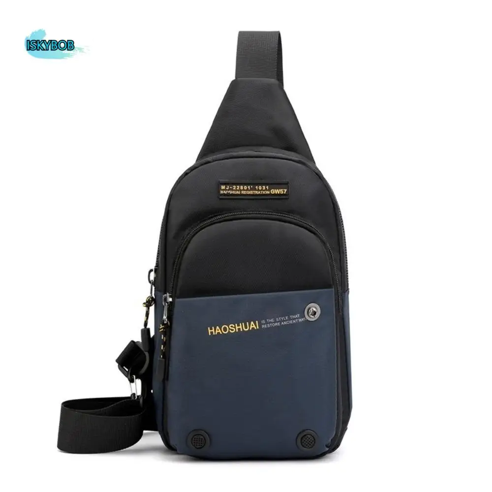 

Simple Multifunction Men's Crossbody Bag Large Capacity Waterproof Sports Chest Bag Leisure Sling Nylon Shoulder Bag Travel