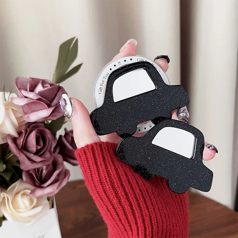 

Cute Car Shape Phone Grip with Mirror Airbag Bracket Magnetic Adhesive Portable Lazy Desktop Stand Finger Socket for Cell Mobile