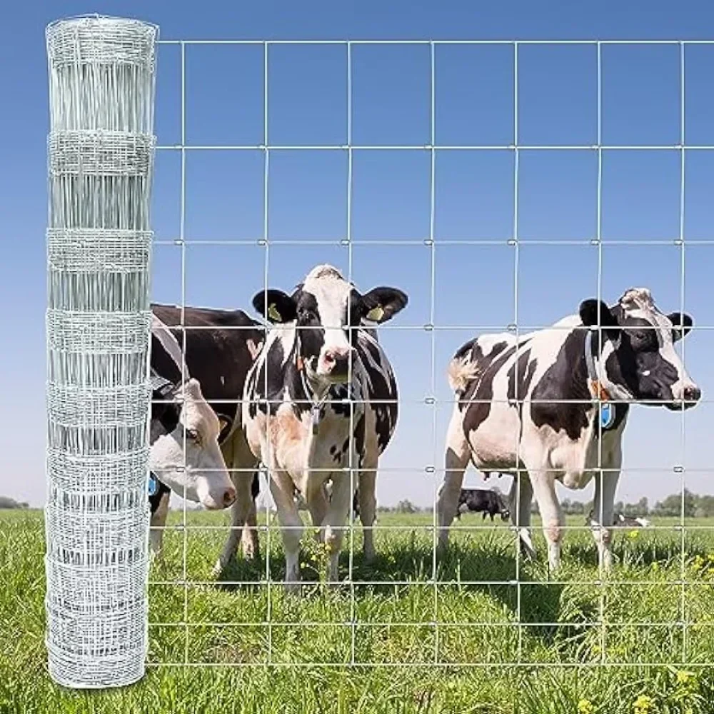 

4 feet x 164 feet galvanized on-site wire mesh fence,heavy-duty zinc coated cow, deer, and goat fence,used for courtyard gardens