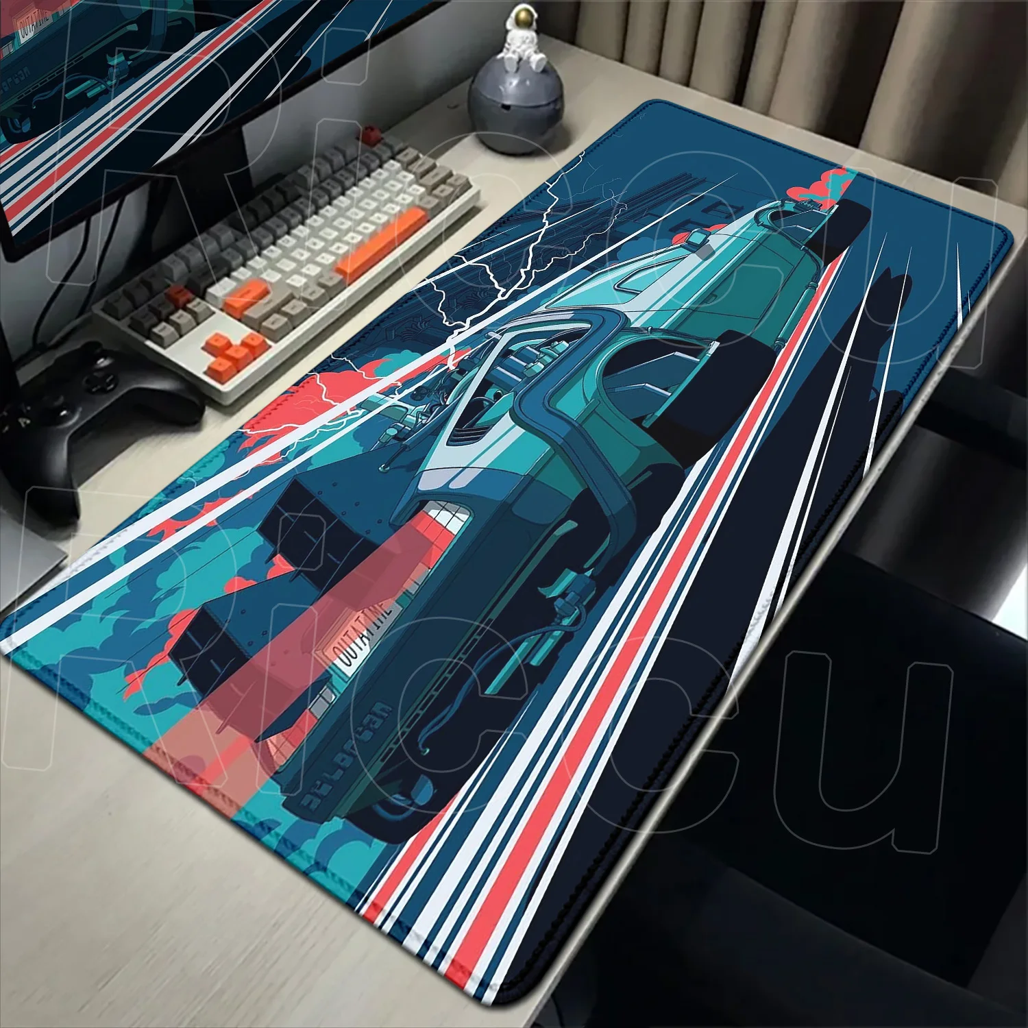 Alas Mouse HD Printing Back To The Future untuk Laptop, Gaming, Komputer PC, Keyboard, Ukuran XXL, Motif Anime Keren, Karpet Meja, DeskMat