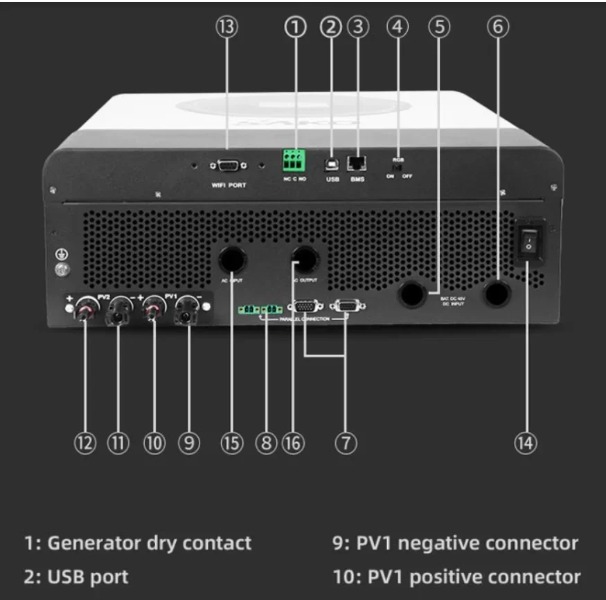 China 11Kw pure sine wave Dc to AC inverter 48v off-grid hybrid solar inverter