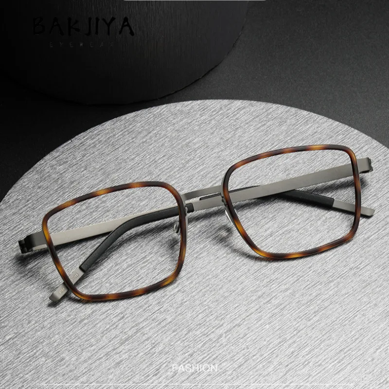 

German Brand Screwless Pure Titanium Square Myopia Glasses Frames Men Retro Large Frame Anti-Blue No screws Eyeglasses Frames
