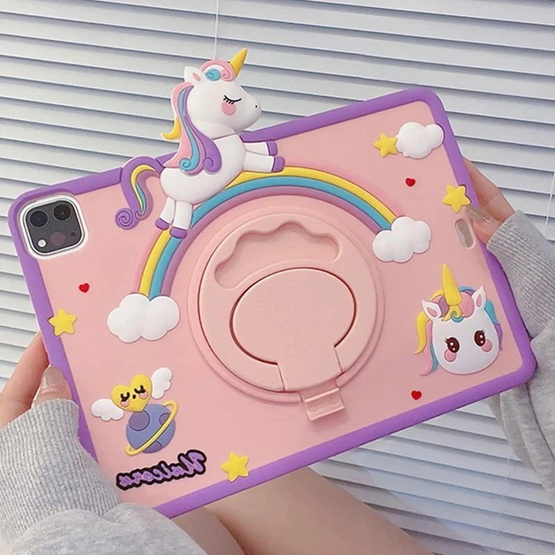 Silicone Rainbow Unicorn Tablet Stand Laptop Case For Samsung A7Lite T220 T225 8.7 A8 X200 205 10.5 TAB A9 8.7 A9Plus 10.95 inch