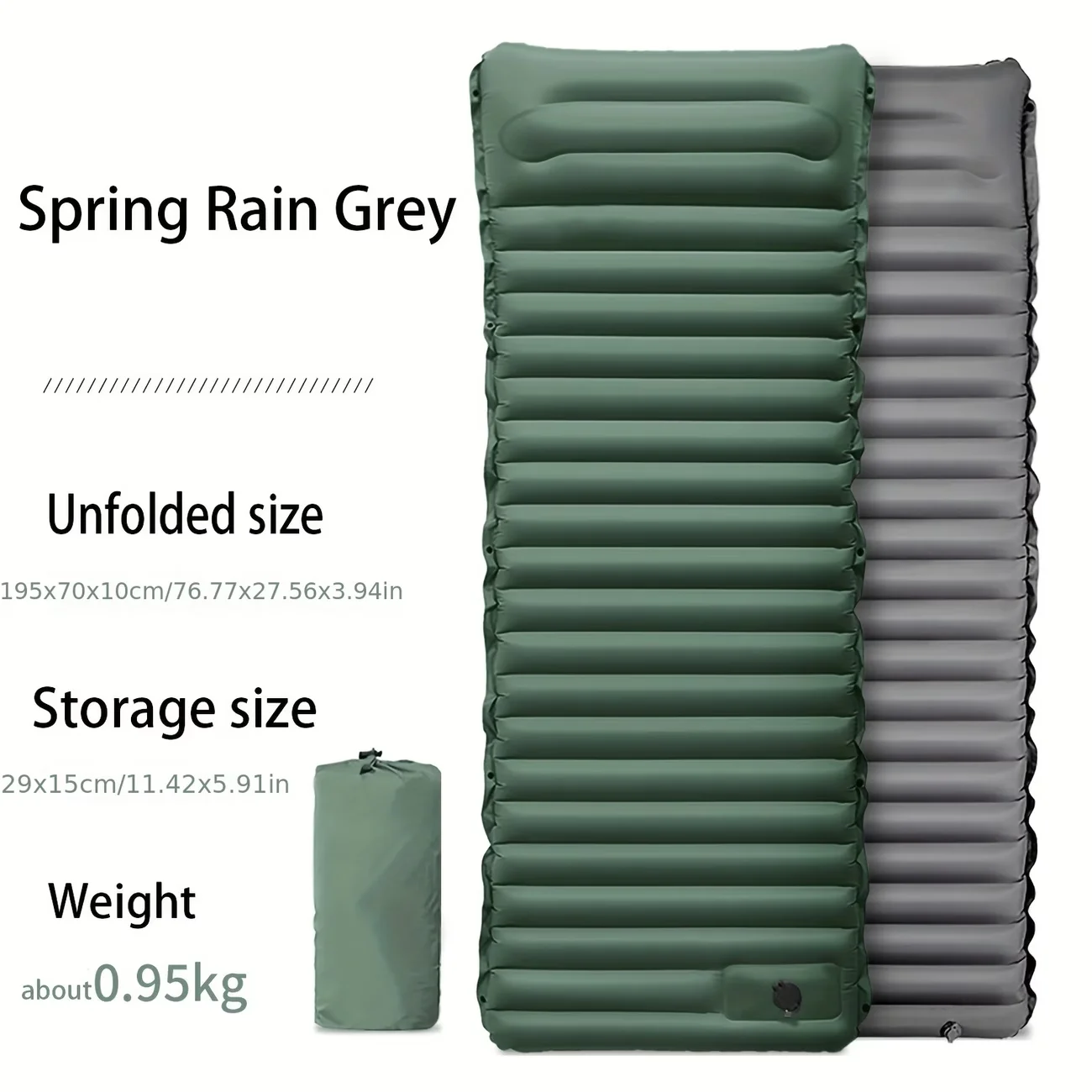 TPU Inflatable Outdoor Mat,3.94in Thick Interlockable for 1‑3 Persons, Ultralight Foldable Air Bed for Camping Picnic Beach Home