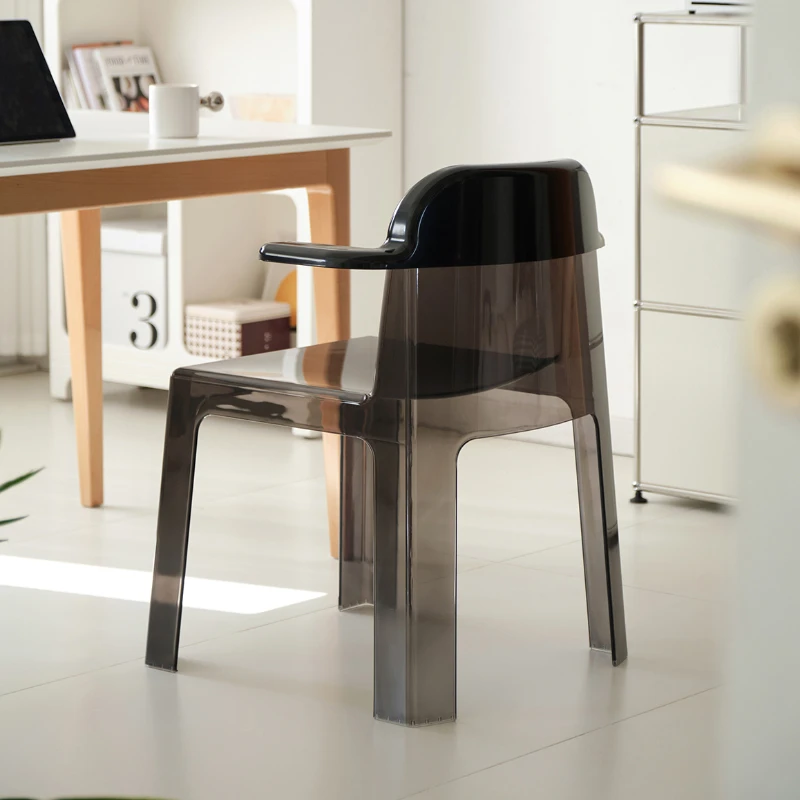 Modern Acrylic Armchair with Artistic Backrest, Oversized Transparent Dining Chair, Scandinavian Home & Caf Furniture Set