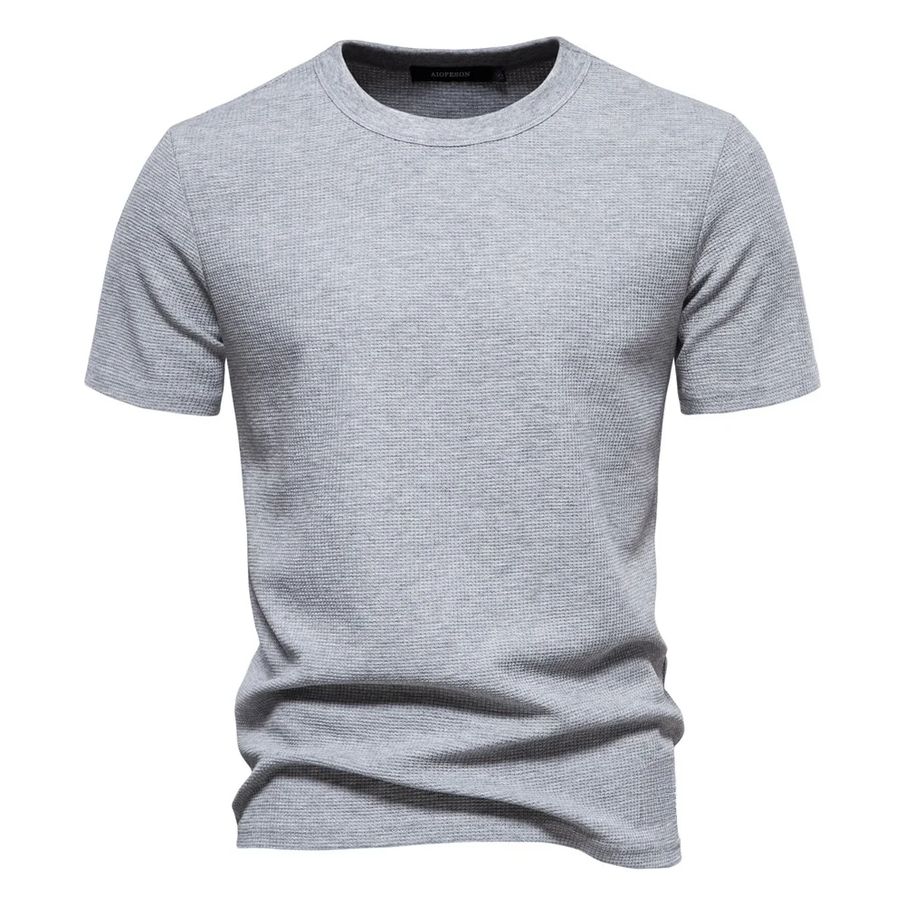 Basic Knitted round Neck T-Shirt Men's Underwear Cotton Short Sleeve Waffle Pattern Wear Resistant Summer Casual Top