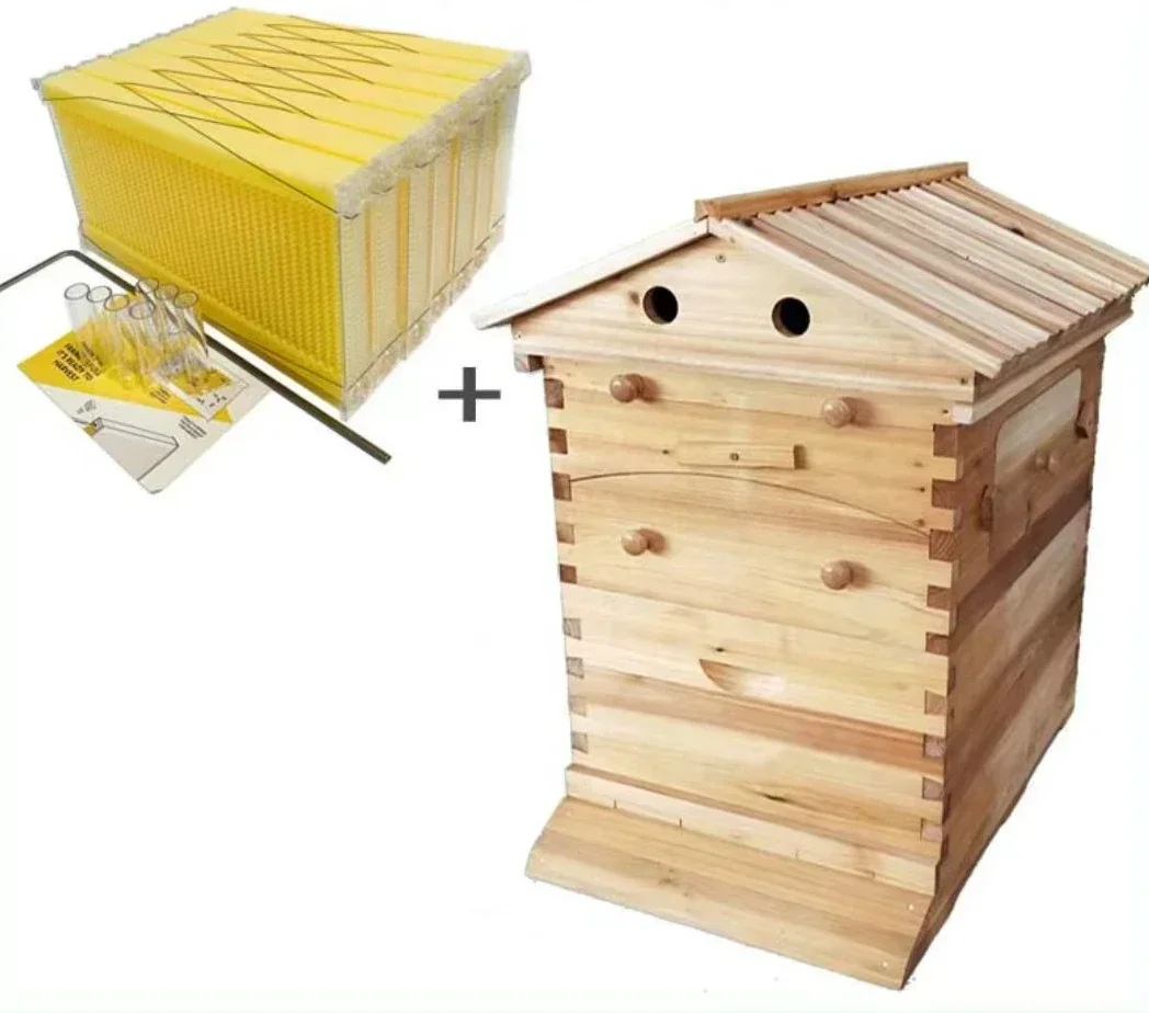 Boiled Wax Fir Beehive Automatic Honey Extraction and FlowHoney Beehive Beekeeping Tools7 Automatic Frames Beekeeping Equipment