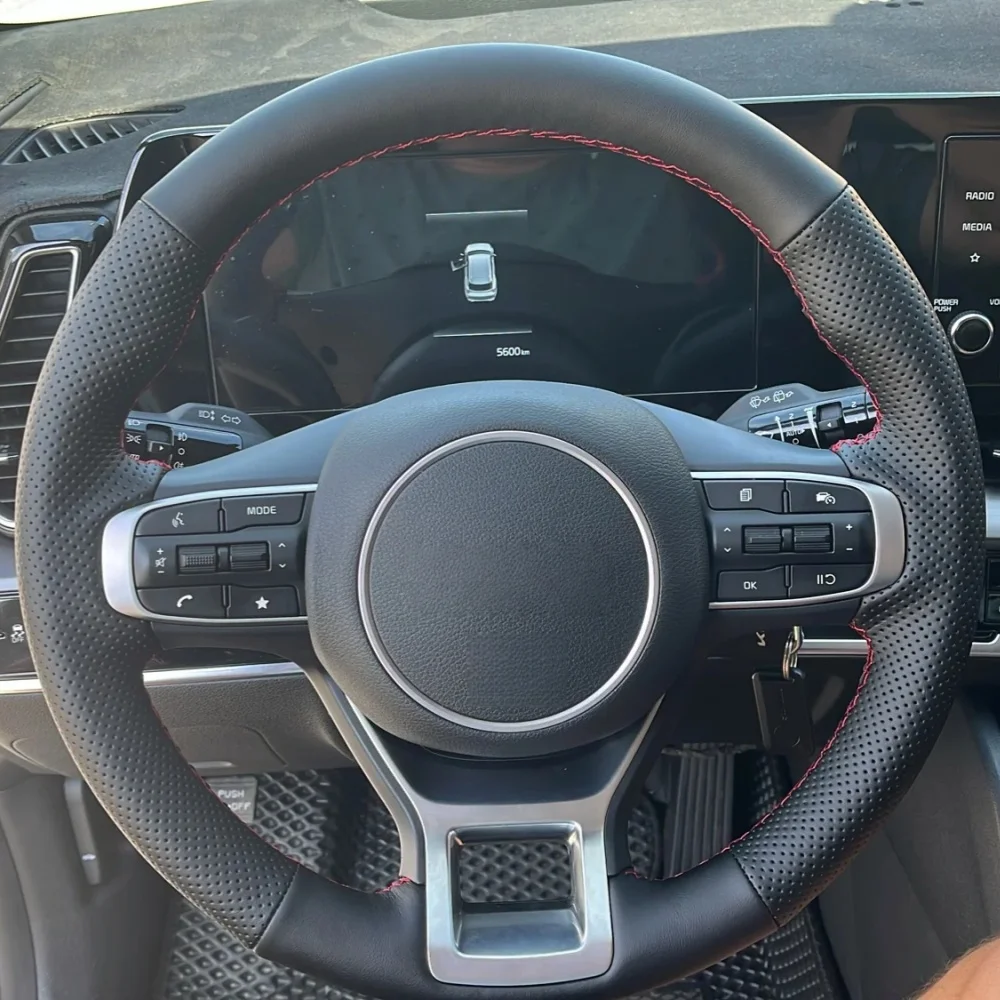 DIY Car Steering Wheel Cover Microfiber Leather NQ5 2023-2025 Car Interior Accessories Steering Wrap Cover For Kia Sportage