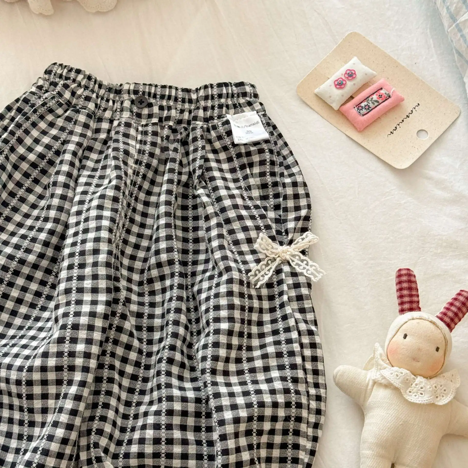 Girls Summer New Fashionable Girl Summer Thin Balloon Pants Baby Girl Casual Versatile Plaid Stylish Pants