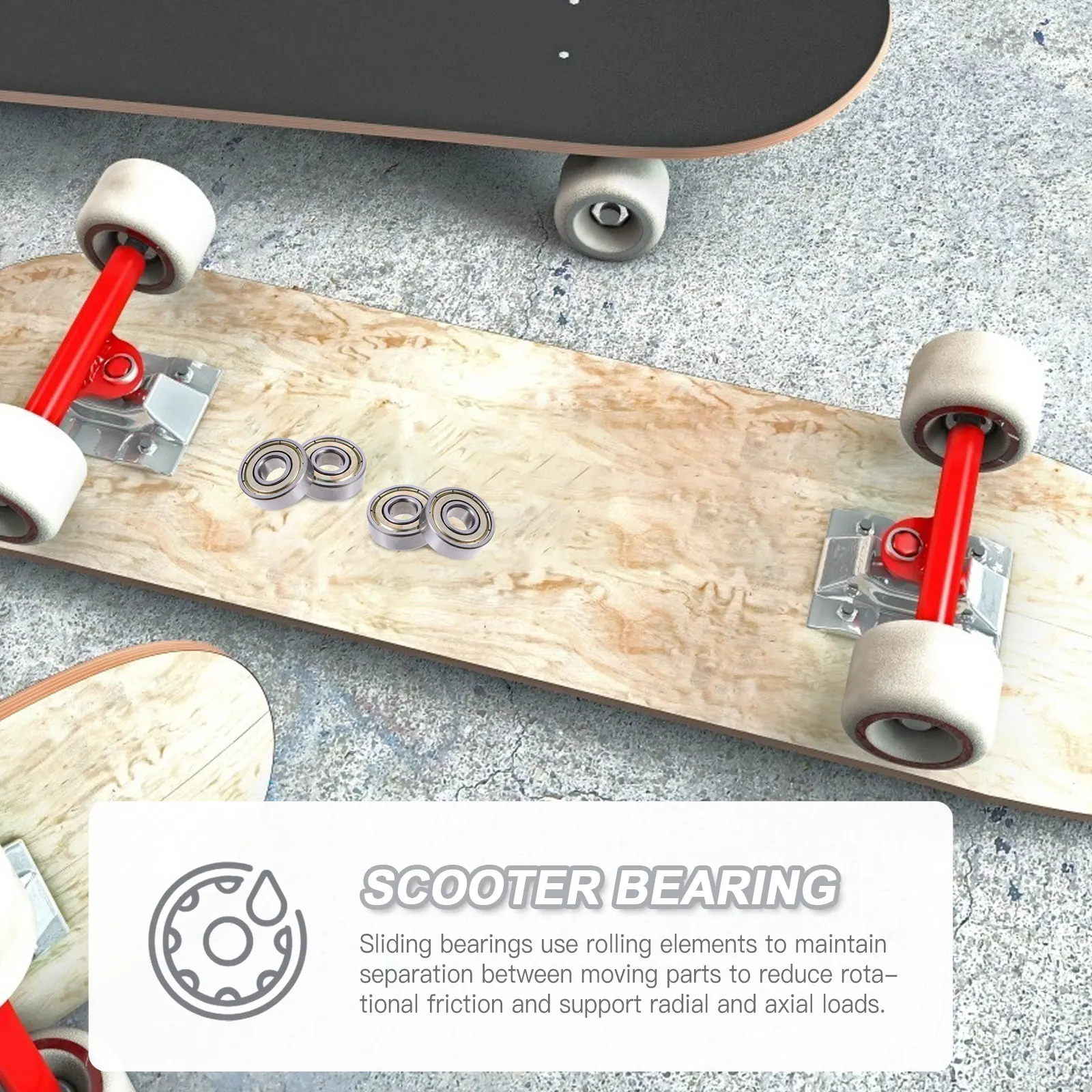 

32 Pcs Scooter Bearings Skateboard Ball Long Wheels Low Noise Inline Groove Steering Bulk