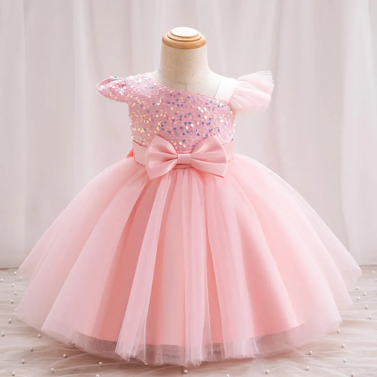 Novas lantejoulas meninas high-end aniversário tutu vestido styky natal princesa tutu vestido das crianças de um ano de idade vestidos de desempenho