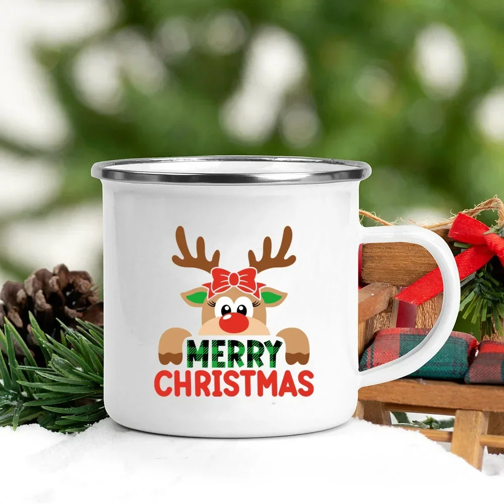 Drink Mug But First Hot Cocoa Print Enamel Coffee Wine Cups Dessert Hot Cocoa Chocolate Cup Cake Mugs Handle Drinkware Xmas Gift