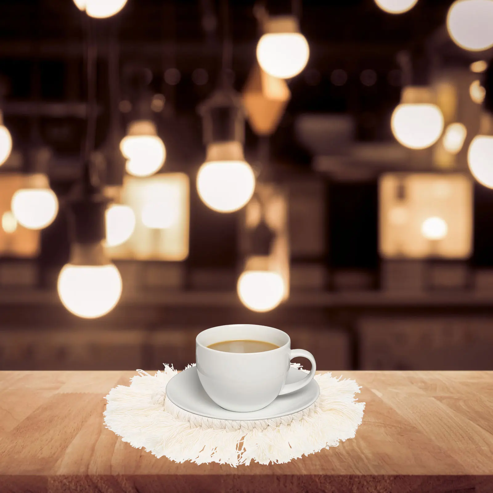 

Bohemian Style Cup Coasters Handwoven Anti Skid Heat Insulated Mats For Coffee Tea Wine Cups Decorative Desktop Placemat Home