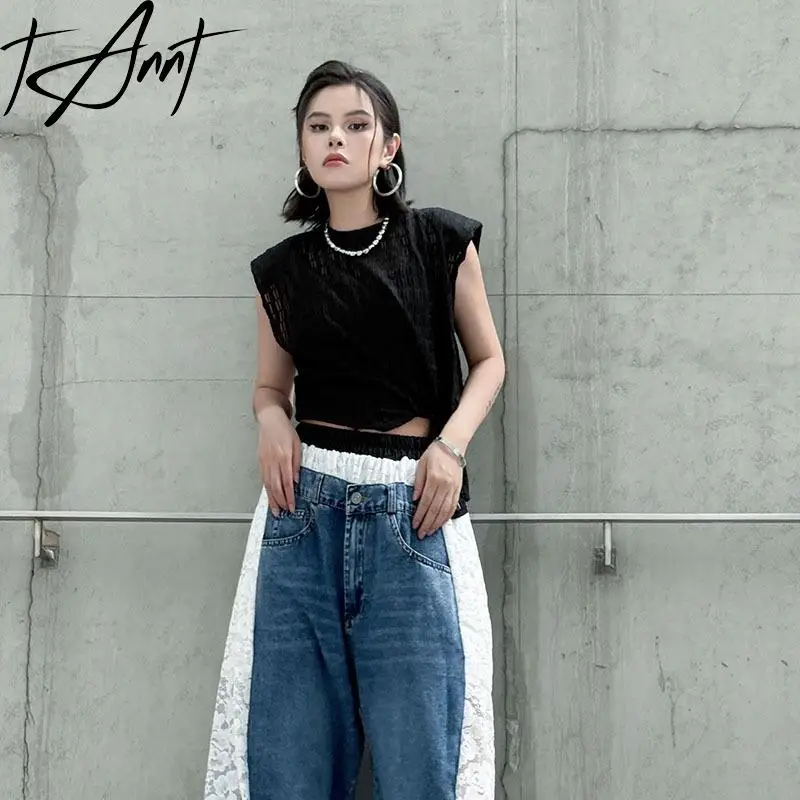 

Tannt Women T Shirt Irregular Perspective Sleeveless Short Tshirts Tops For Women Asymmetry Fashion Summer Woman Tshirts Tops
