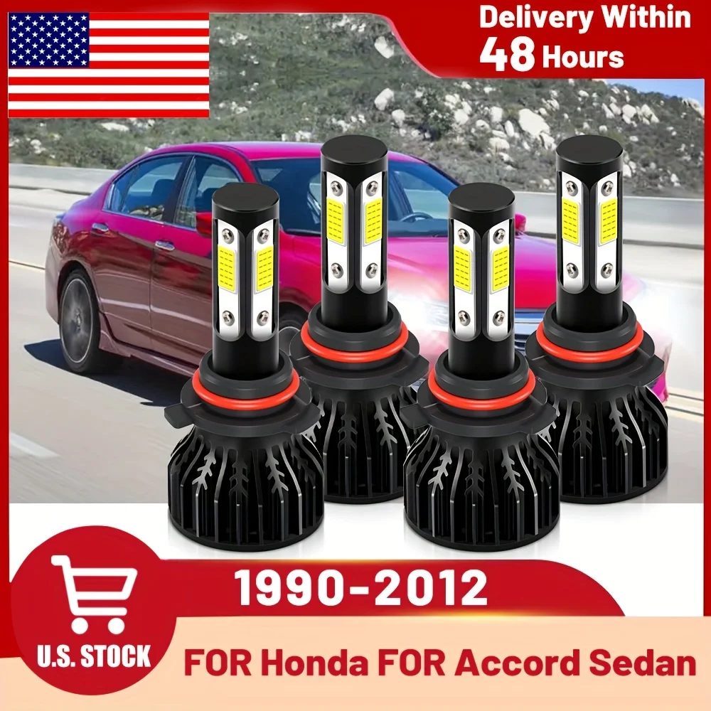 For Honda For Accord Sedan (1990-2012), 21000LM LED Bulbs LED Car Lamp COB Head Lamp Plug & Play Auto Light 1:1 Size