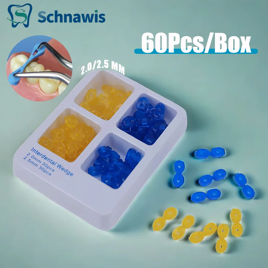 60Pcs/Box Dental Elastic Wedges Rubber Fixing Wedges 2.0/2.5 MM Matrix Matrices Dam Composite Tooth Seperator Tools