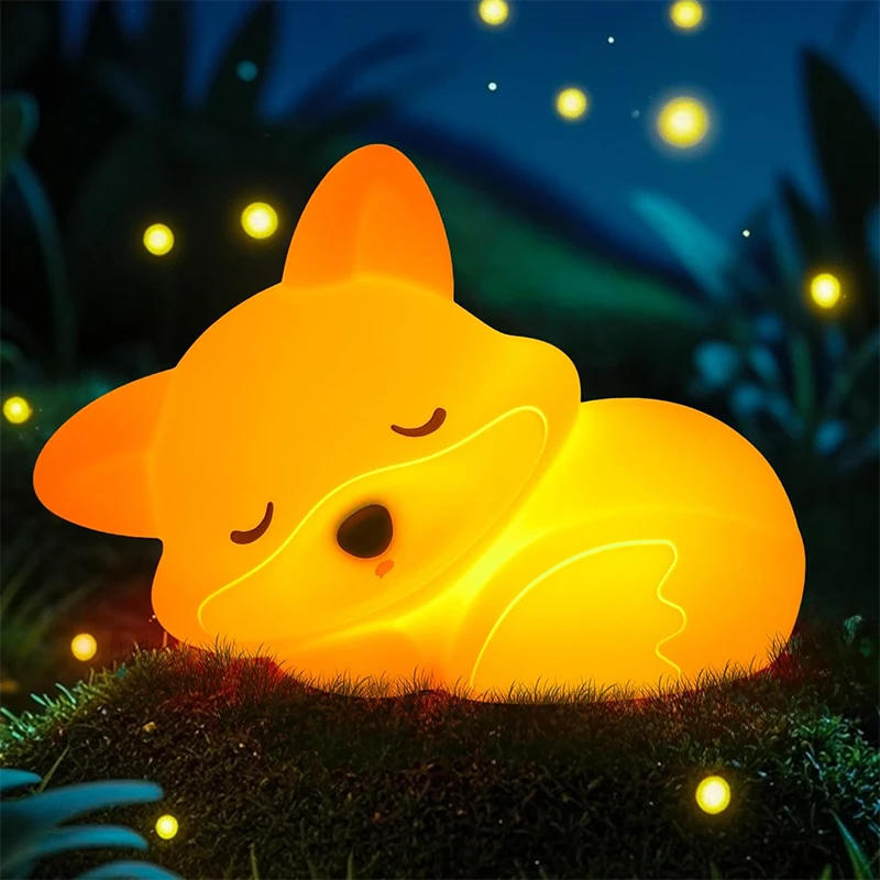 

Fox Night Light, Cute Silicone Nightlight Gifts for Kids, Animal Lights with Touch Control, Timer and USB Rechargeable