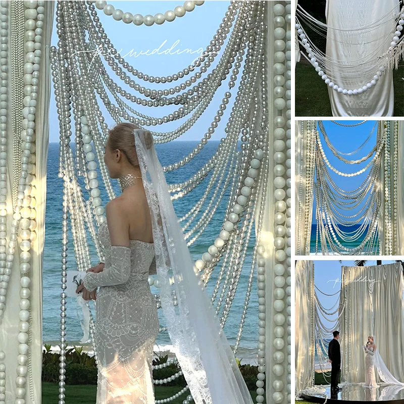 

Huge pearl string, wedding ornament hanging decorative clock in store display photo props background wall window