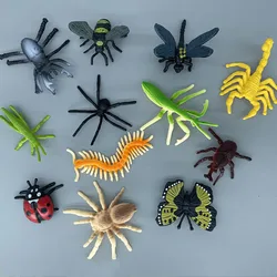 12Pcs Halloween Tricky Simulation Animals Insect Solid Model Fun Spider Prank Scary Funny Action Figures Educational Kids Toys