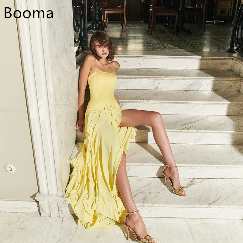 

Booma Mermaid Evening Dresses Formal Party Gowns for Women Strapless Side Split Elegant Prom Gown Customize 2025