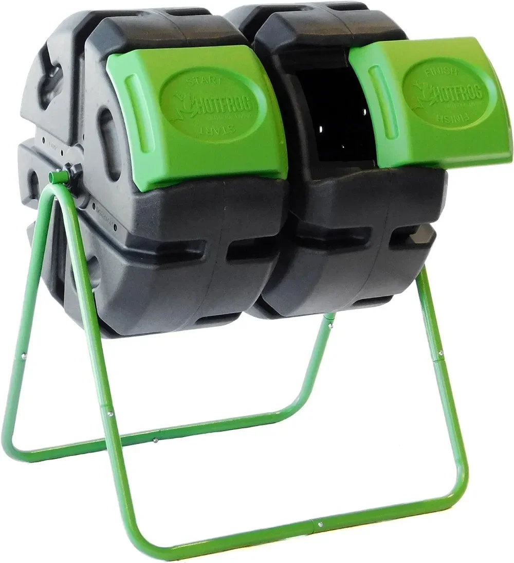 Outdoor HOTFROG Dual Body Tumbling Composter (37-Gallon)