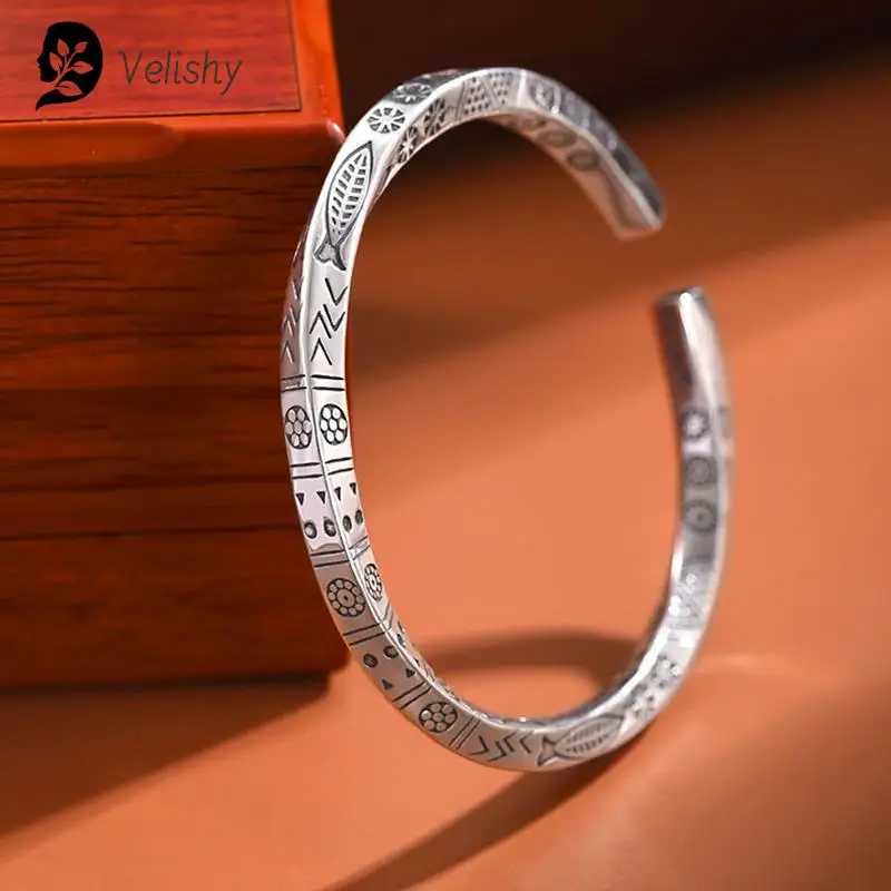 Vintage Stainless Steel Bangle Twisted Cuff Bracelet Unisex Casual Gents Jewelry Ring Totem Bracelet For Men Women