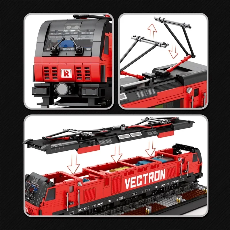 1889 elementów Techniczny Klocki Konstrukcyjne Miejski Pociąg Elektryczny Vectron Europejski Model do Składania Zabawki dla Chłopców Zestaw Prezentowy