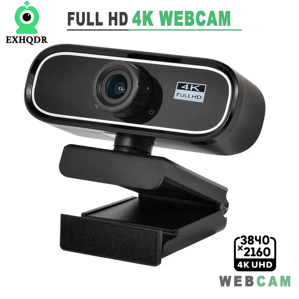 EXHQDR UHD 4K USB Webcam, New Upgraded Model with 120° Wide-Angle Lens and Manual Focus. This plug-and-play computer peripheral